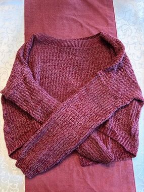 Express Marled Burgundy Crewneck Sweater